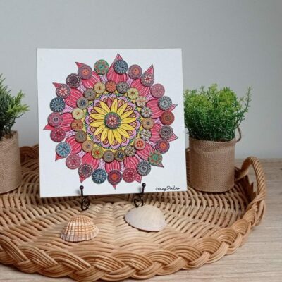 toile mandala rouge et rose