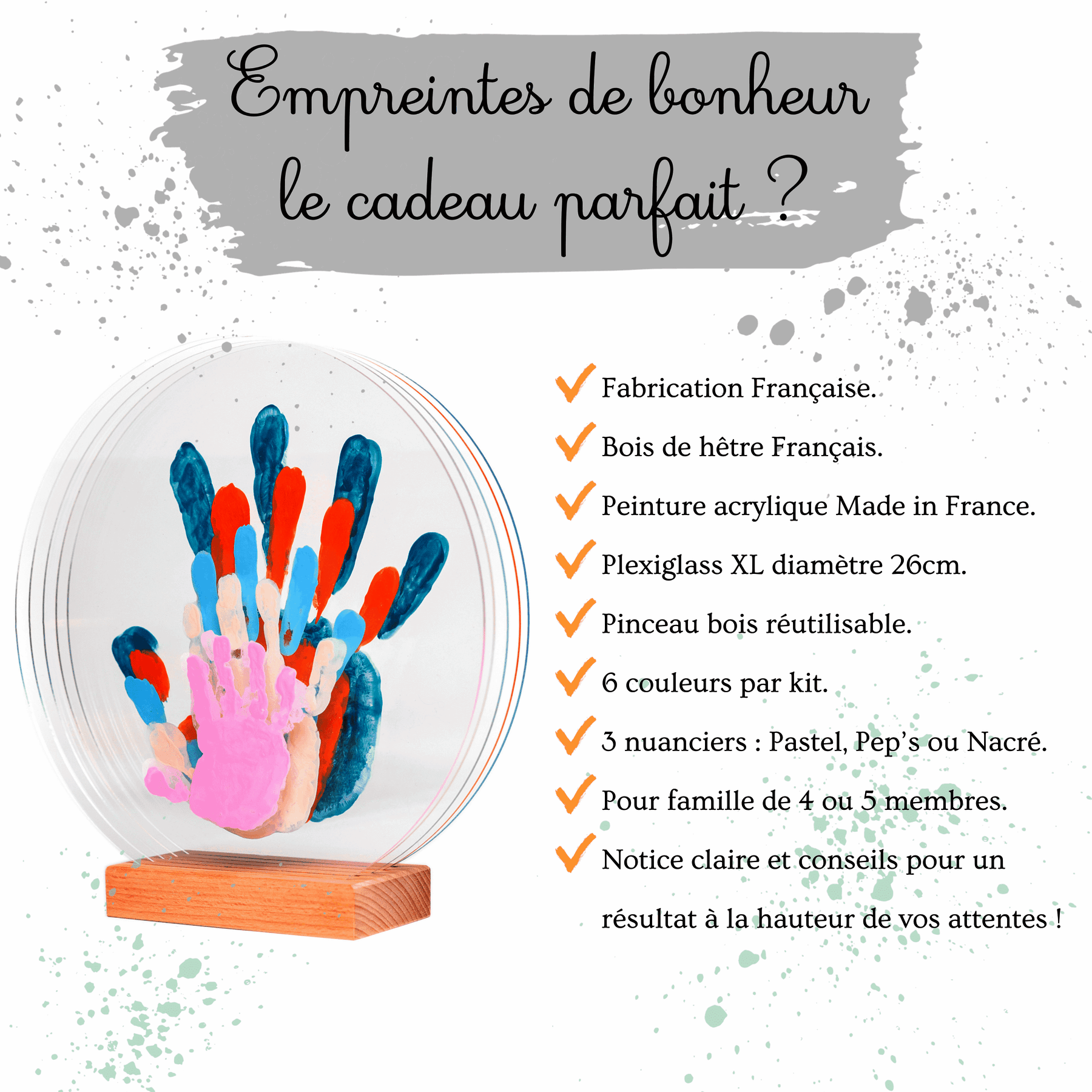 Kit Empreintes de Bonheur pour 5 – Support Rectangulaire Pastel – Image 4