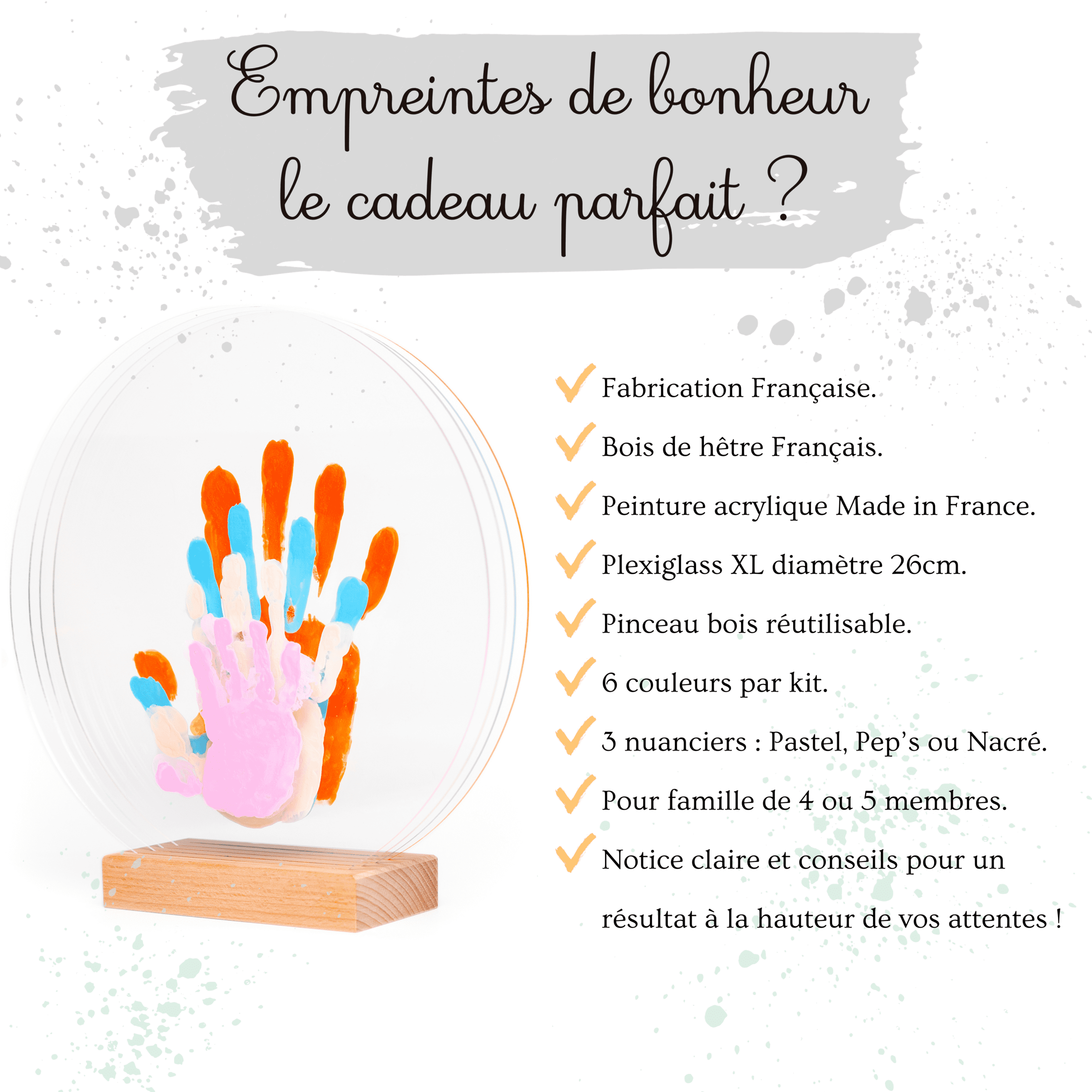 Kit Empreintes de Bonheur pour 4 – Support Rectangulaire Pastel – Image 5