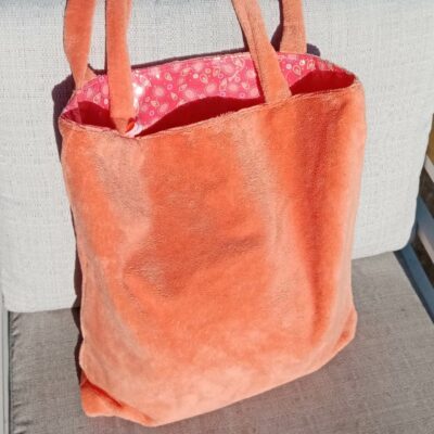 Grand tote bag plage/piscine réversible corail
