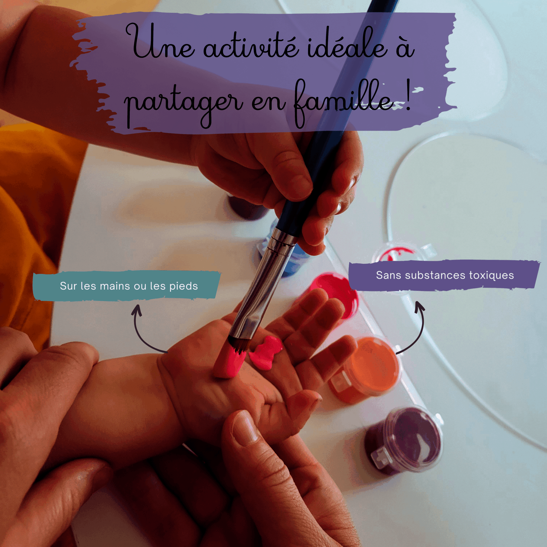 Kit Empreintes de Bonheur pour 5 – Support Rectangulaire Pastel – Image 3