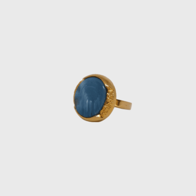Bague bleue et dorée