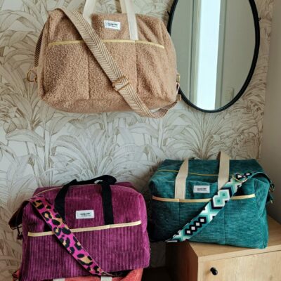 Grand Sac à langer & week-end en velours côtelé