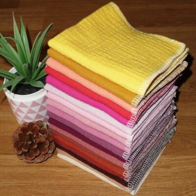 Mouchoir en coton Oeko-Tex double épaisseur de double gaze lavable réutilisable (22 x 22 cm) Mouchoir alternatif très doux - mouchoir durable - hanckies