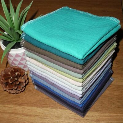 Mouchoir en coton Oeko-Tex double épaisseur de double gaze lavable réutilisable (22 x 22 cm) Mouchoir alternatif très doux - mouchoir durable - hanckies