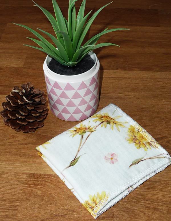 Mouchoir en coton Oeko-Tex double épaisseur de double gaze lavable réutilisable PISSENLITS (22 x 22 cm) Mouchoir alternatif très doux - mouchoir durable - hanckies