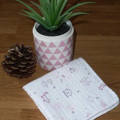 Mouchoir en coton Oeko-Tex double épaisseur de double gaze lavable réutilisable ZAMI ROSE (22 x 22 cm) Mouchoir alternatif très doux - mouchoir durable - hanckies