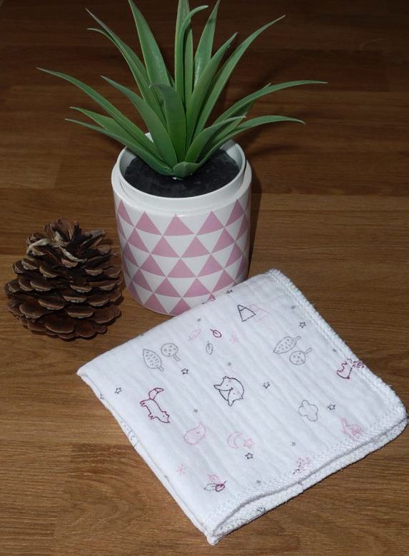 Mouchoir en coton Oeko-Tex double épaisseur de double gaze lavable réutilisable ZAMI ROSE (22 x 22 cm) Mouchoir alternatif très doux - mouchoir durable - hanckies