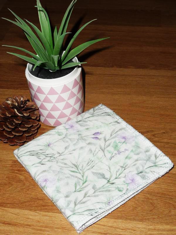 Grand mouchoir en coton Bio Gots double épaisseur de double gaze lavable réutilisable VIOLETTES (25 x 25 cm) Mouchoir alternatif très doux - mouchoir durable - hanckies