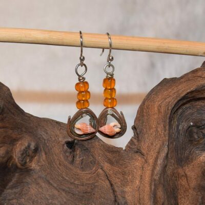 Boucle d'oreille cuivre et coque