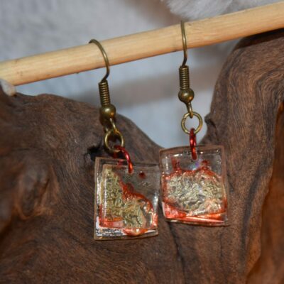 boucle d'oreille or et rouge