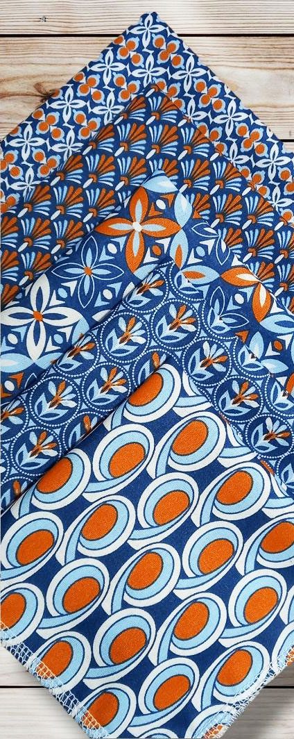 Lot 5 grands mouchoirs en coton lavables et réutilisables - VINTAGE (25 x 25 cm) mouchoir alternatif et durable - hanckies