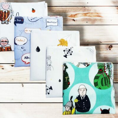Lot 5 mouchoirs en coton lavables et réutilisables - folklores belges (25 x 25 cm) mouchoir alternatif et durable - hanckies