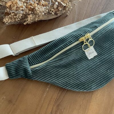 Sac banane velours côtelé vert kaki