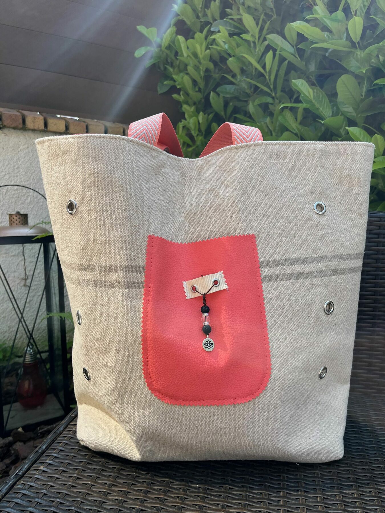SAC CABAS DISCO ROSE - LEELOA - FAIT MAIN