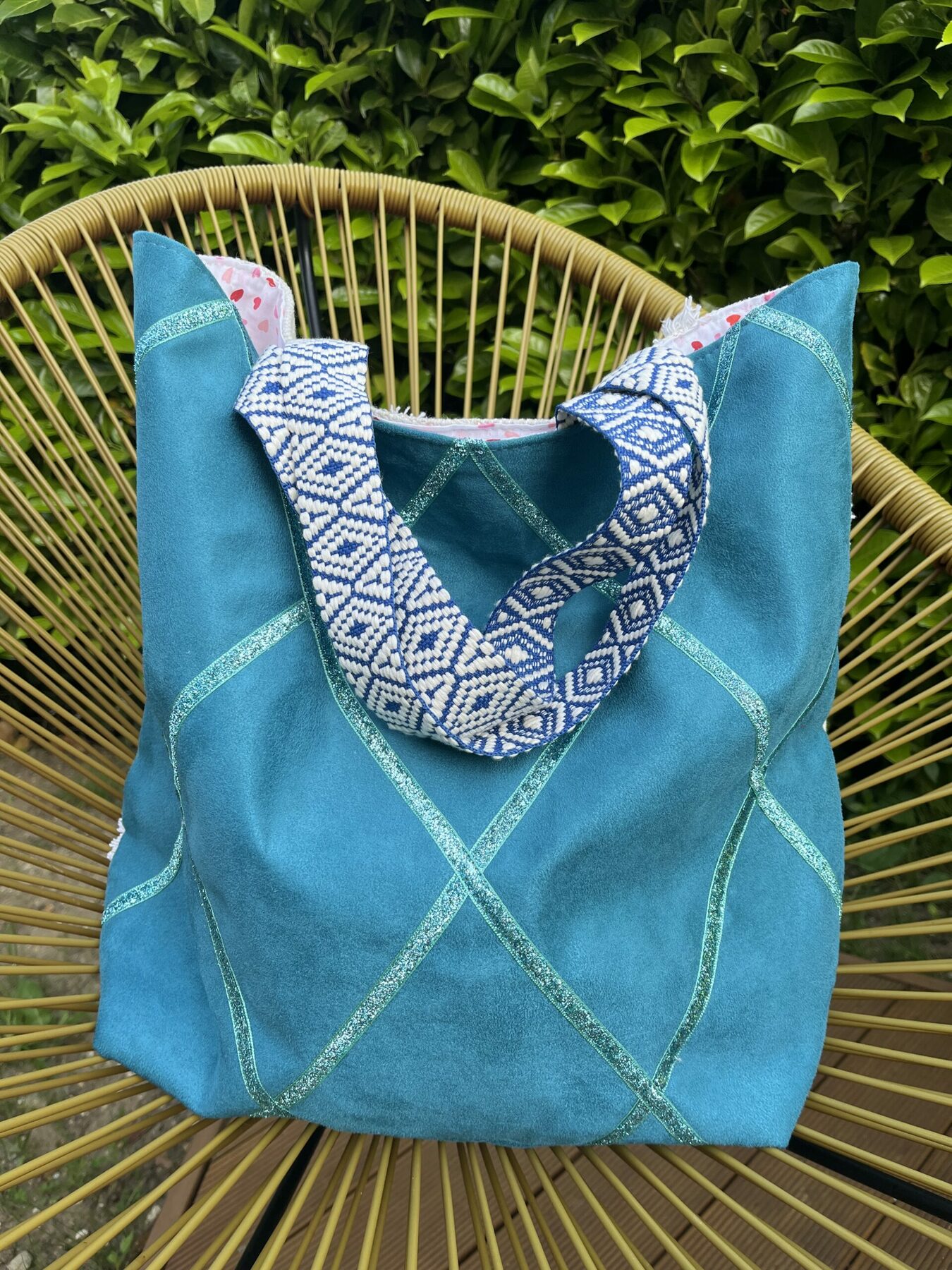 sac cabas "love" bleu - leeloa - fait main