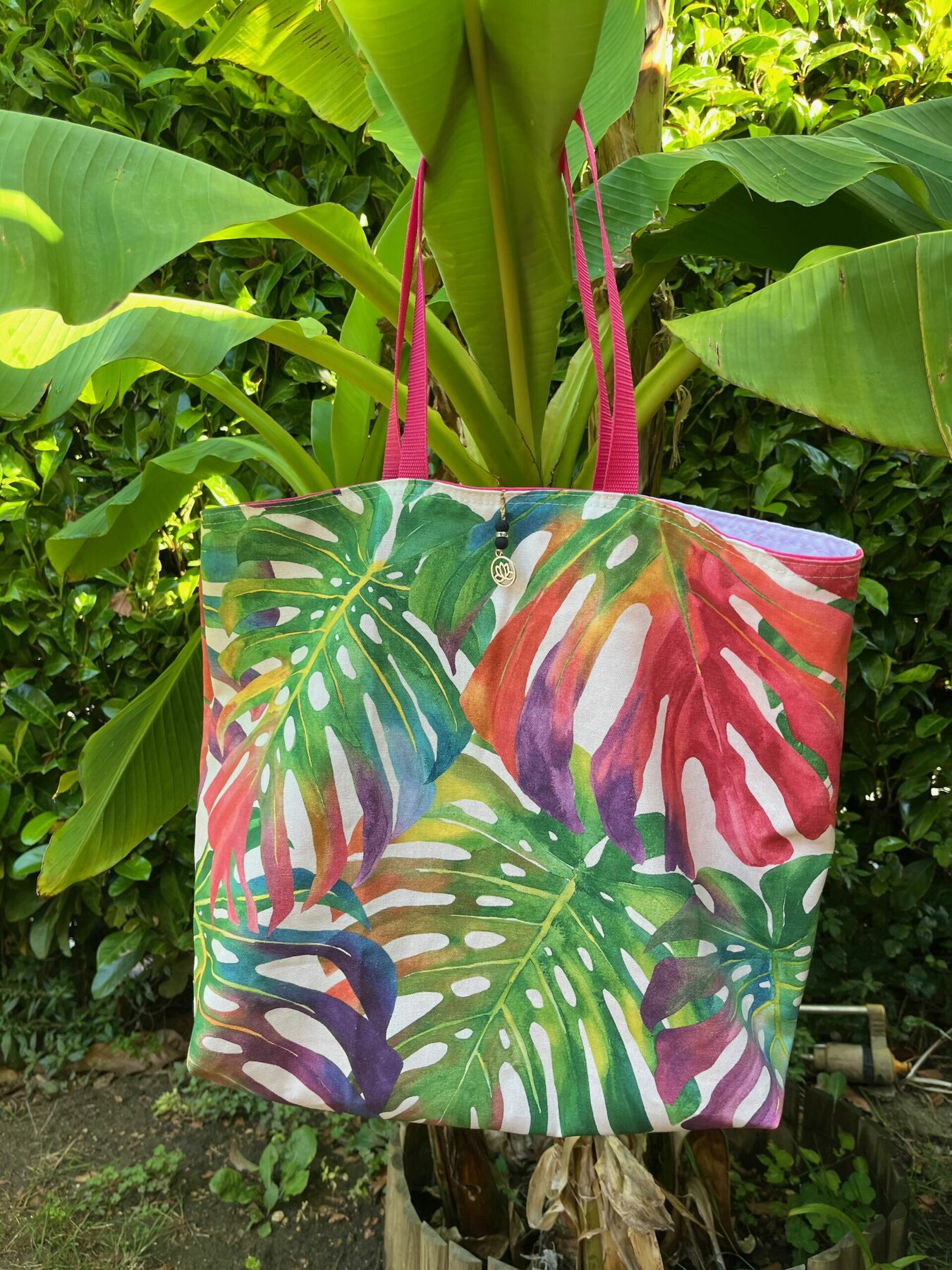 sac tote-bag tropical rose - LEELOA - fait main