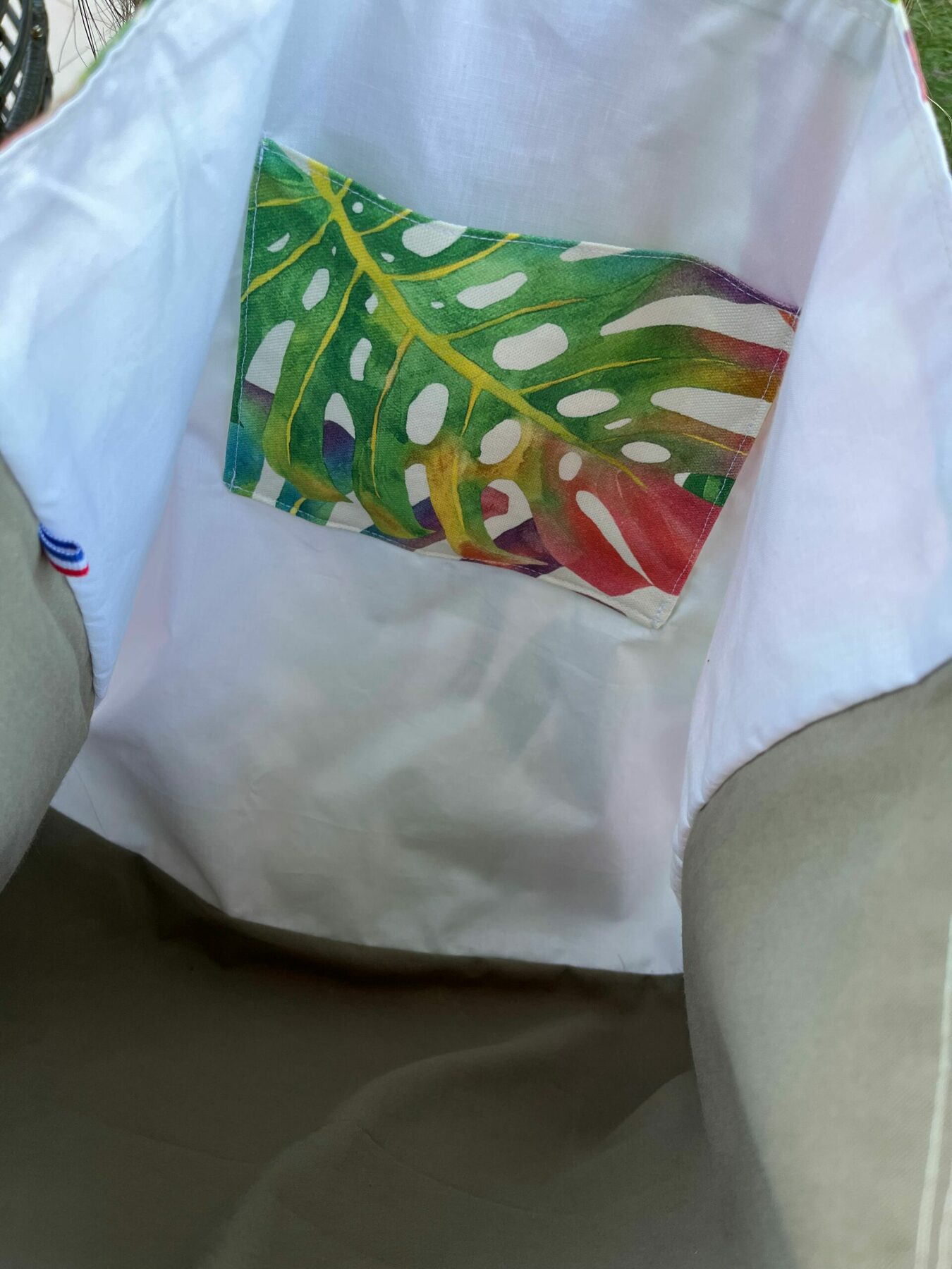 SAC TOTE-BAG TROPICAL VERT - LEELOA - FAIT MAIN