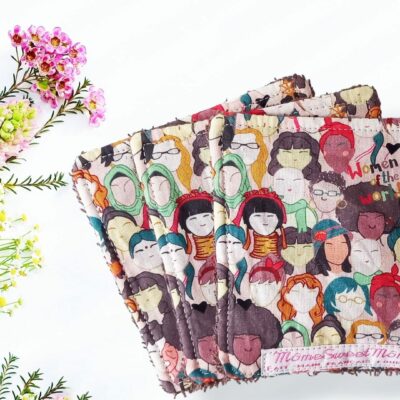 Grandes lingettes lavables WOMEN OF THE WORLD (lot de 3) - Lingettes hygiéniques lavables et réutilisables - Papier hygiénique lavable et réutilisable
