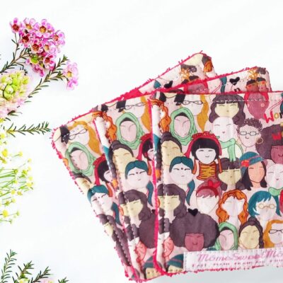 Grandes lingettes lavables WOMEN OF THE WORLD (lot de 3) - Lingettes hygiéniques lavables et réutilisables - Papier hygiénique lavable et réutilisable