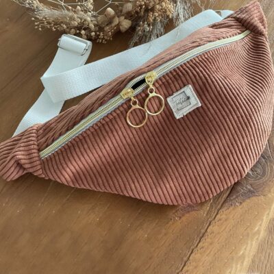 Sac banane velours côtelé terracotta