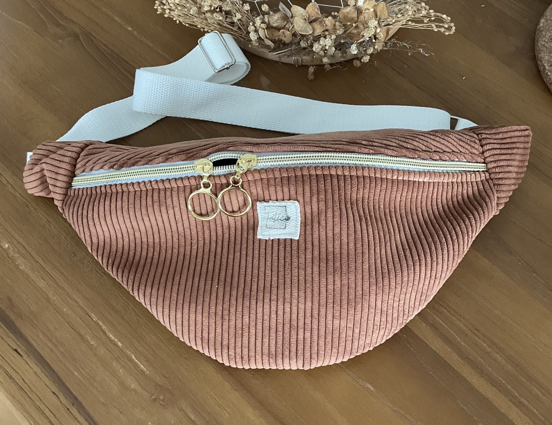 Sac banane velours côtelé terracotta