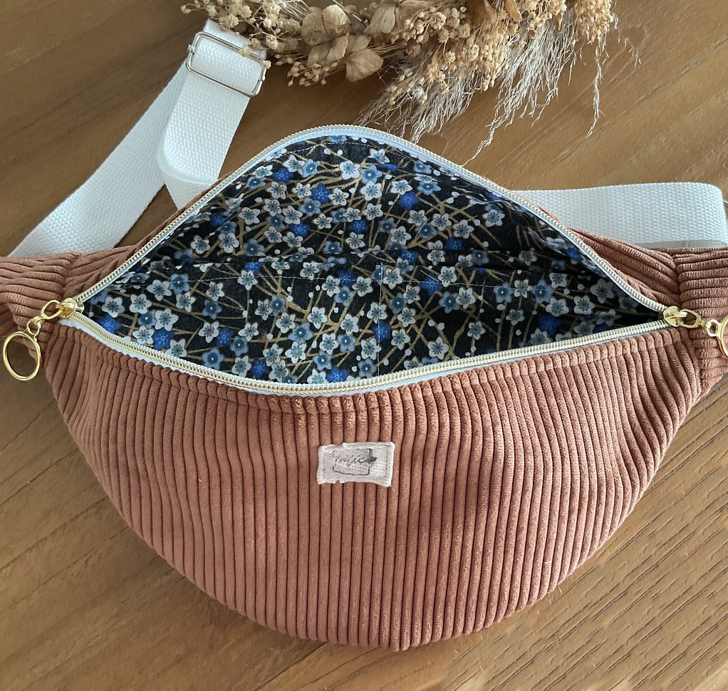 Sac banane velours côtelé terracotta