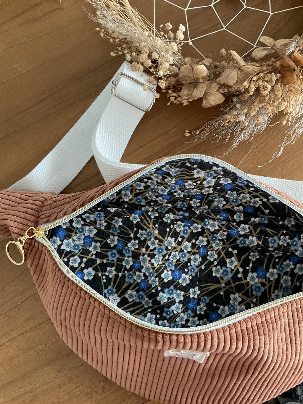 Sac banane velours côtelé terracotta