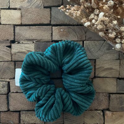 Chouchou scrunchie velours côtelé vert sapin