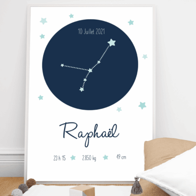 Affiche de naissance personnalisée constellation