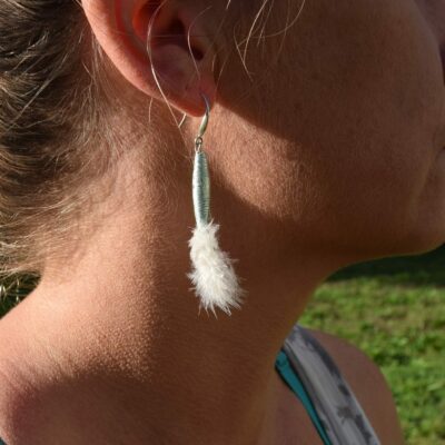 boucle d'oreille pendant plume