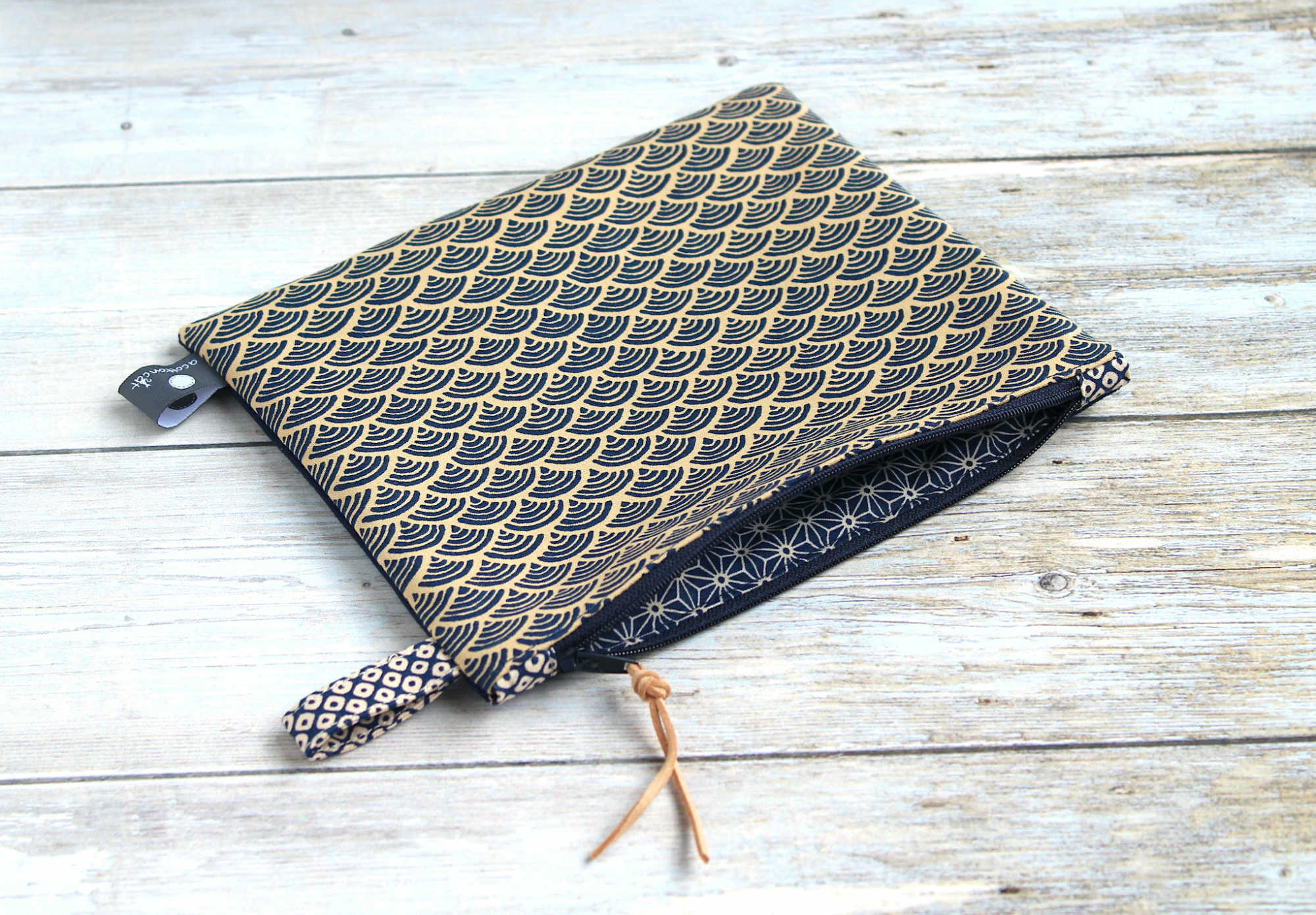 Pochette japonaise patchwork, porte chéquier, trousse avec poche extérieure – Image 4