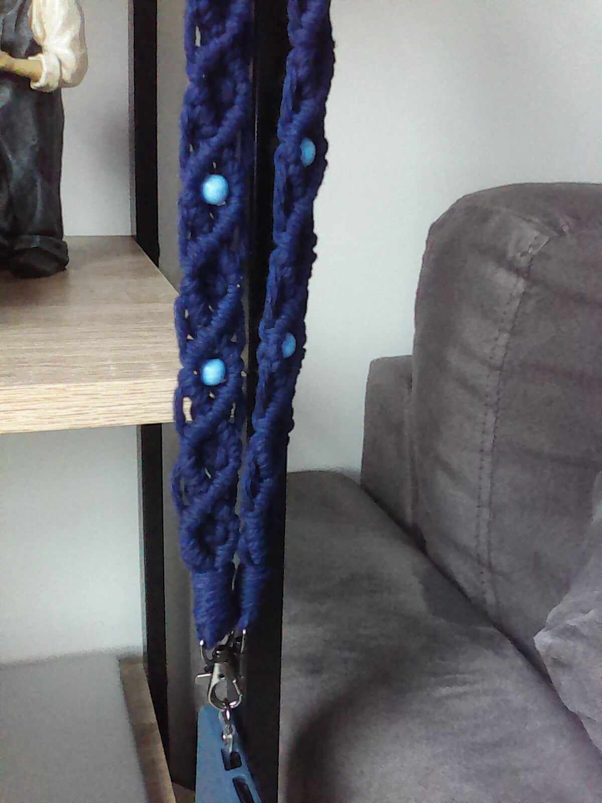 Cordon de téléphone bleu marine/anse de sac
