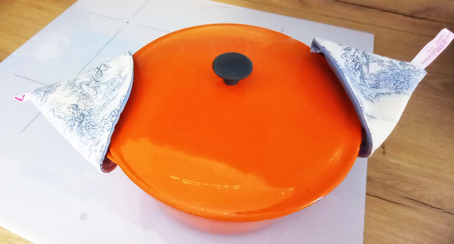 2 maniques de cuisine - TOILE DE JOUY - Manique de couvercle - Manique de four - Manique poignées casserole - Manique style japonais