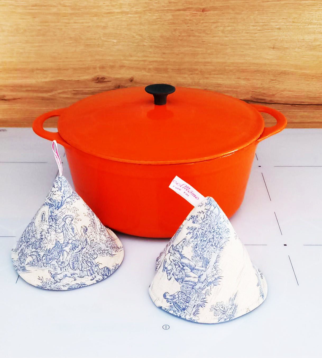 2 maniques de cuisine - TOILE DE JOUY - Manique de couvercle - Manique de four - Manique poignées casserole - Manique style japonais
