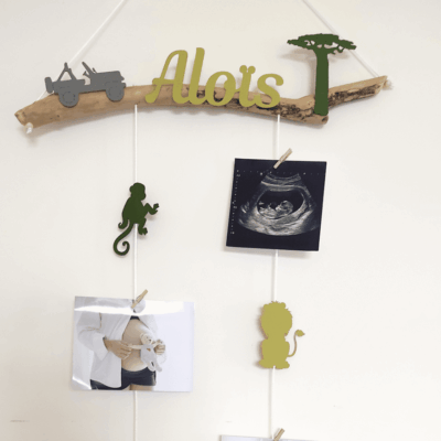 Porte photos chambre bébé personnalisé, thème savane