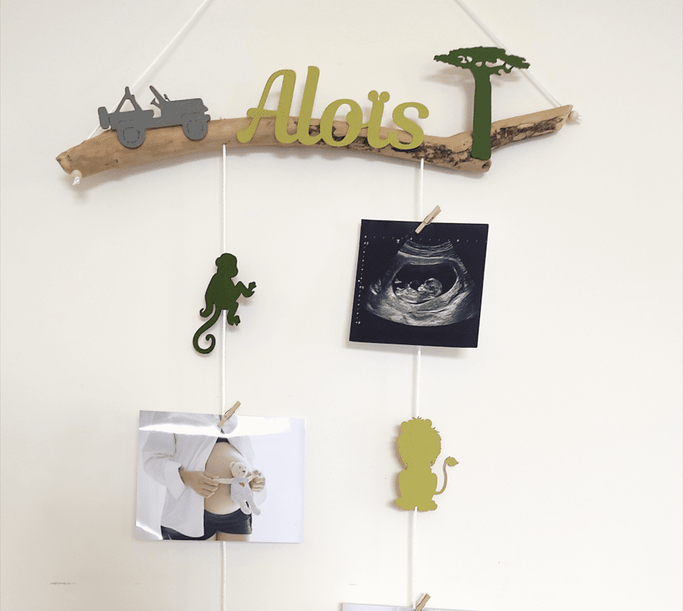 Porte photos chambre bébé personnalisé, thème savane
