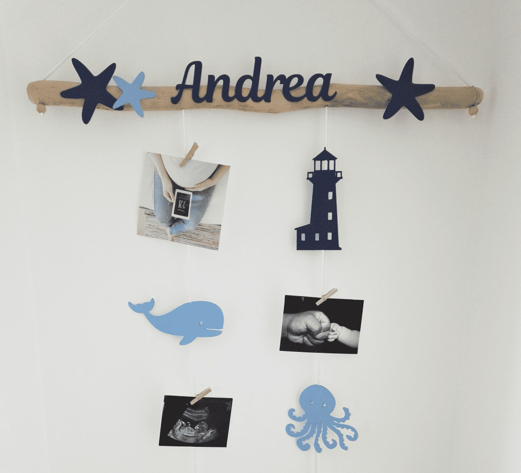Porte photos chambre bébé personnalisé, thème mer