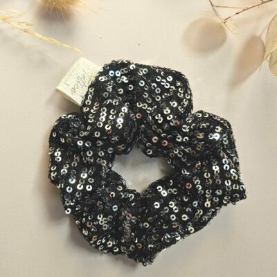 Chouchou noir sequins argent