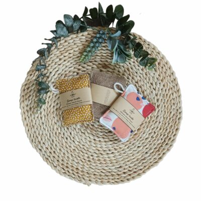 Eponge lavable toile de jute