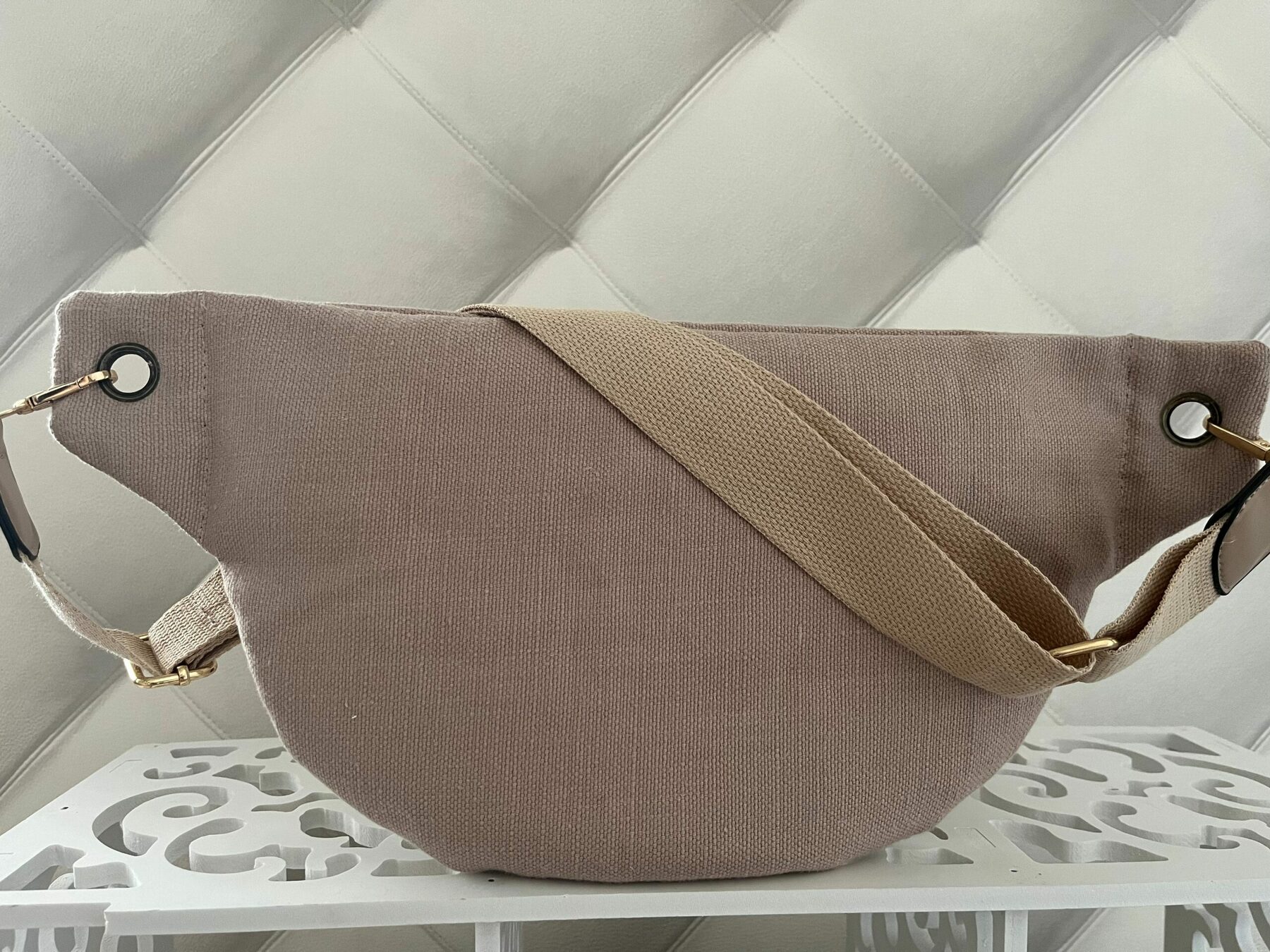 sac banane leeloa - fait main - lin vieux rose