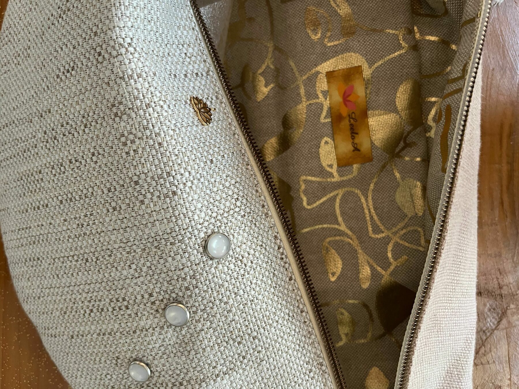 sac banane leeloa - fait main - lin vieux rose