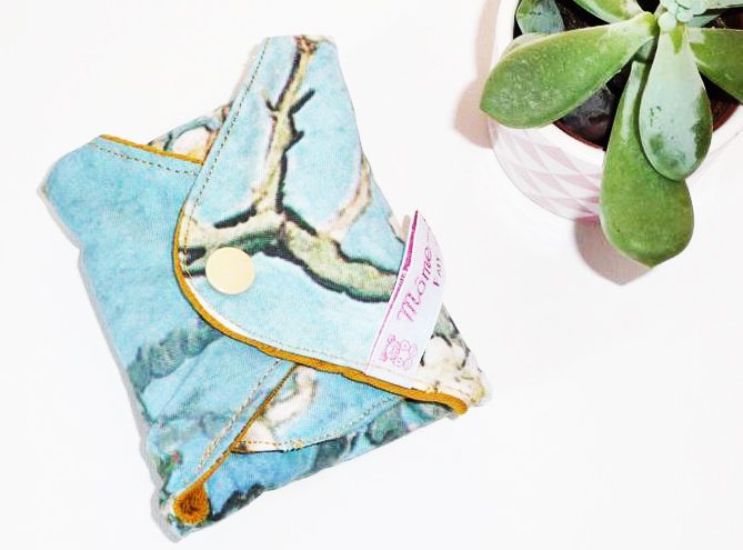 Serviette Hygiénique Lavable flux abondants ou la nuit - AMANDIER EN FLEUR (XL/ Nuit) - Zéro déchet - shl - serviette périodique