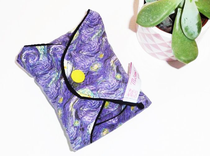 Serviette Hygiénique Lavable flux abondants ou la nuit - NUIT ETOILEE (XL/ Nuit) - Zéro déchet - shl - serviette périodique