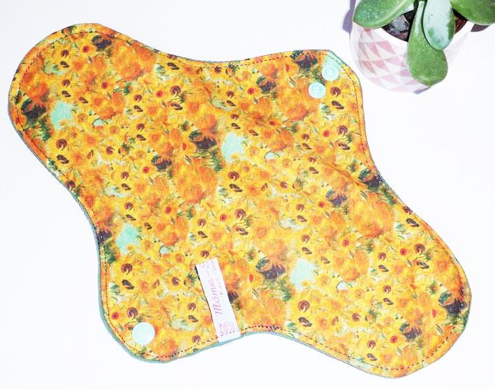 Serviette Hygiénique Lavable flux abondants ou la nuit - TOURNESOLS (XL/ Nuit) - Zéro déchet - shl - serviette périodique