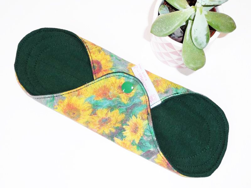 Serviette Hygiénique Lavable flux normaux à moyens - LES TOURNESOLS (M) - Zéro déchet - shl - serviette périodique