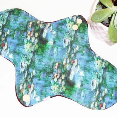 Serviette Hygiénique Lavable flux moyens à forts - NYMPHEAS (L) - Zéro déchet - shl - serviette périodique (C. MONET)