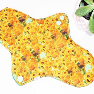 Serviette Hygiénique Lavable flux moyens à forts - LES TOURNESOLS (L) - Zéro déchet - shl - serviette périodique (Van Gogh)