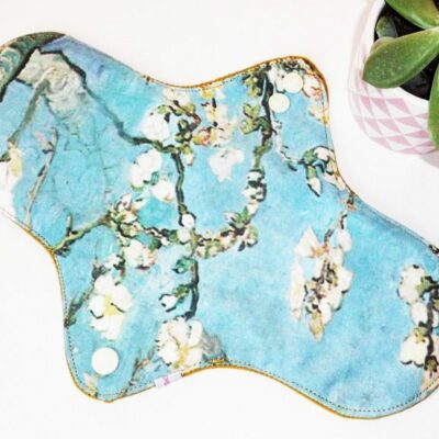 Serviette Hygiénique Lavable flux moyens à forts - AMANDIER EN FLEUR (L) - Zéro déchet - shl - serviette périodique