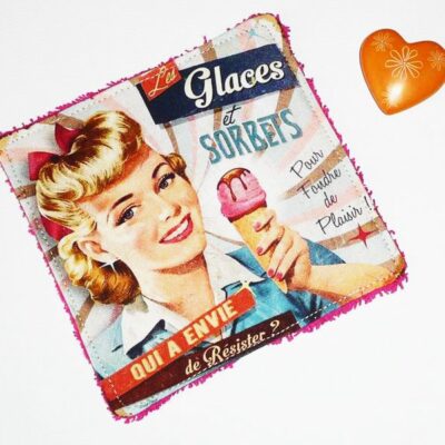 Lavette lavable RETRO VINTAGE - Lavette réutilisable écoresponsable - Lavette douce zéro déchet